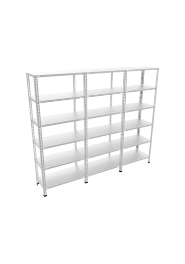 Rafburada 6 Katlı 3'Lü Bitişik Galvaniz Çelik Raf.Depo,Dosya Raf 43 x 60 x 200 CM Kalınlık 0.70 MM