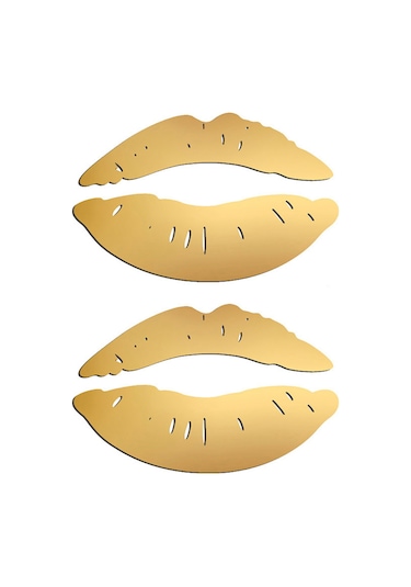 Ruicoo 3d Dudak Yansıtan Duvar Stickerleri - Altın Renk, İki Set, Modern Dekor, Kolay Uygulama, Dayanıklı Ps Malzeme Altın