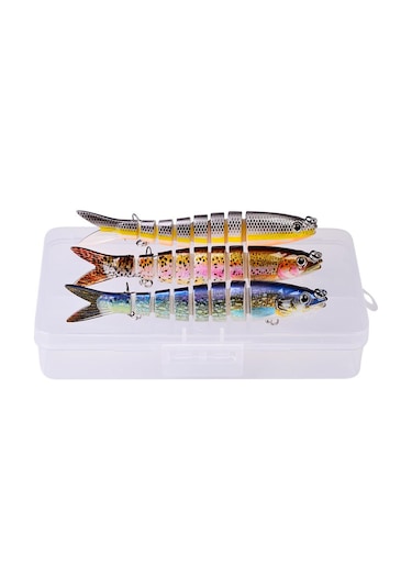 3 Adet 8 Eklemli 3d Oynak Rapala Sahte Balık Yem Seti Tatlı Ve Tuzlu Su Uyumlu Wobblers Swimbait