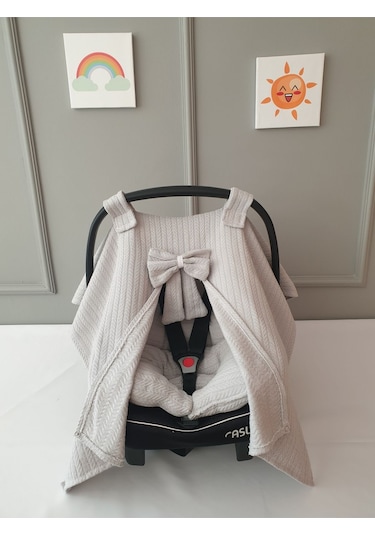 Puset Örtüsü & Puset Minderi Seti - Pike Kumaş - Gri