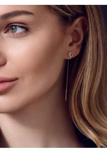 Sılver Whale Taşlı Uzun Zirkon Kuyruklu Gümüş Küpe 216920133 Altın