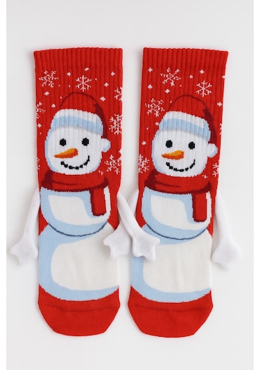 Carnaval Socks El Ele Tutuşan Kardan Adam Desenli Yılbaşı Çorabı 2000386