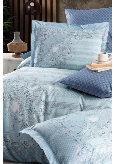 Heritage Dijital Ranforce Çift Kişilik Nevresim Takımı Mirage Turkuaz