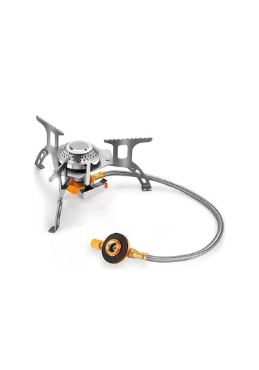 Hombey Taşınabilir Mini Kamp Gaz Sobası - Çelik Yapı, Hafif Ve İçinçaz Bağlama Gereci Gümüş