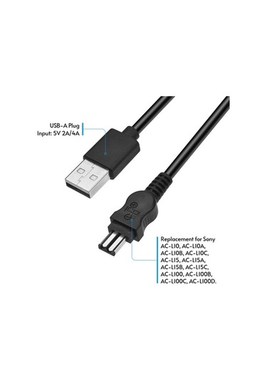 Novahub Andoer Ac-l15 Usb Güç Kablosu - Sony Kamera İçin Hızlı Şarj Ve Yükseltme, 120cm Siyah