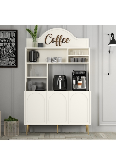Lyon Kahve Köşesi 120cm - Krem / Altın