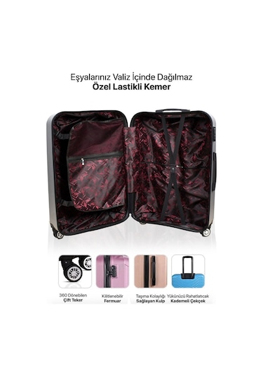 Polo&Sky Elmas Model Vişne Renk Orta Boy Valiz Bavul Vişne