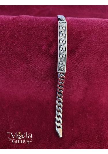 Modagümüşevi 925 Ayar Gümüş Desenli Gurmet Erkek Bileklik