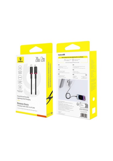 Baseus Dura Serisi Usb-c / Type-c'den 8 Pin 20w Hızlı Şarj Kablosu, Uzunluk:2m 001