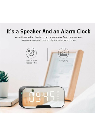 Aubyhe Siyah Dijital Alarm Saat: Bluetooth Hoparlör, Fm Radyo, Usb/sd Kart Desteği Ve Şarj Edilebilir Li-poly Pil İle Ev İçin Konfor Ve Fonksiyon
