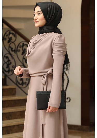 Kardelen Tesettür Elbise Vizon Vizon