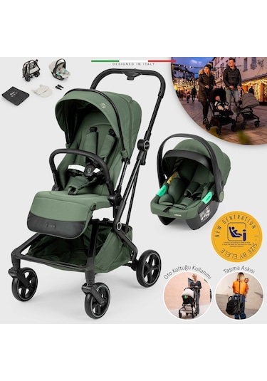 Elele Rotativo Çift Yönlü Kabin Tipi Travel Bebek Arabası Yeşil