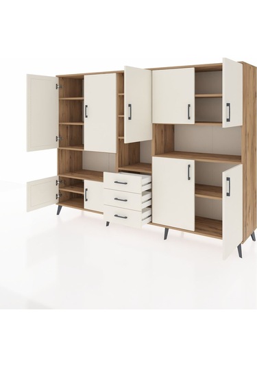 Hyperion Dolap 13 Raflı 3 Çekmeceli 9 Kapaklı 220x44x163 Çam-ayta Çam-aytaşı