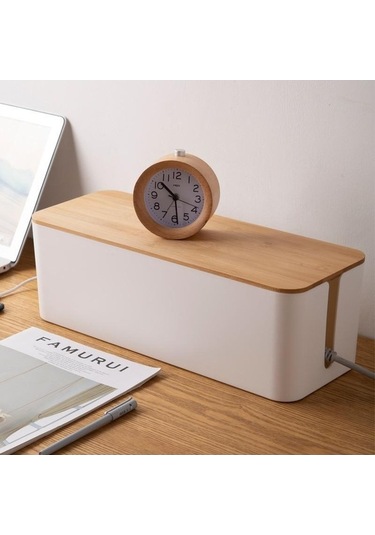 Pazly Ahşap Kablo Organizatörü - Toz Geçirmez Güç Kaynağı Kutusu - Şarj Cihazı Saklama Kutusu Wbl L - Kablo Yönetimi