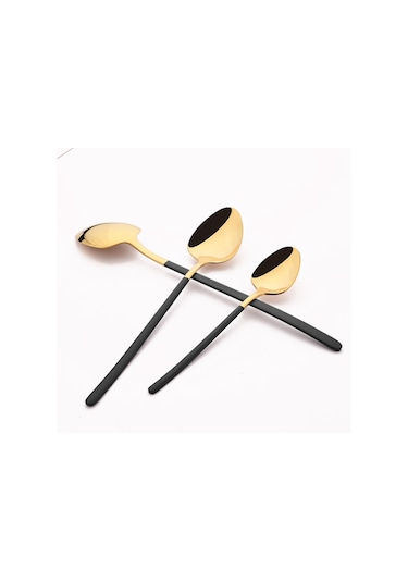 6 Adet Mavi Altın Çay Kaşığı Seti 18/10 Paslanmaz Çelik Çay Kaşığı Gümüş Küçük Tatlı Kahve Kaşığı 5.5 İnç Yeşil - Gümüş