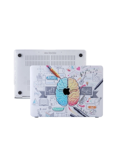 Apple Uyumlu MacBook Pro Kılıf Hardcase A1706-08 1989 2159 2251-89 2338 Brain Beyaz