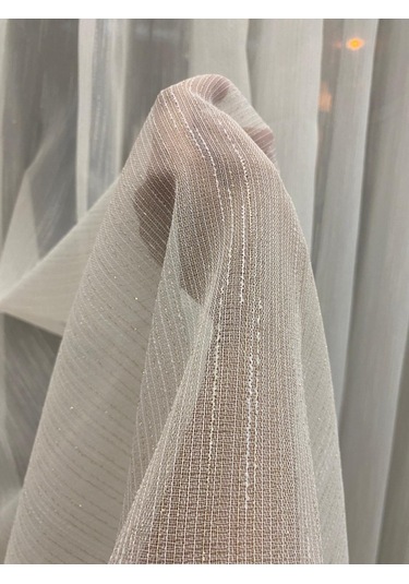 Venedik Armürlü Modern Şık Ekru Gold Simli Tül Perde 1/2,5 Orta Normal Pileli Ekru-gold