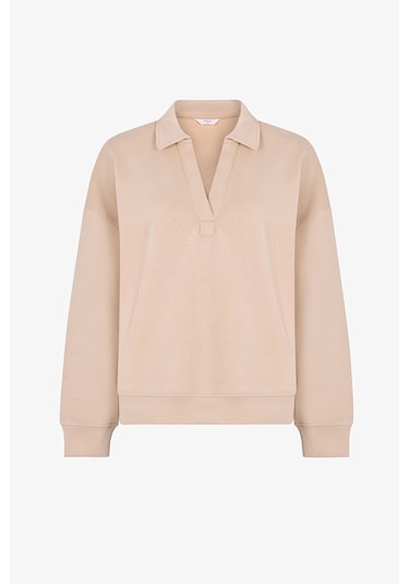 Penti Pastel Bej Polo Yaka Modal Sweatshirt