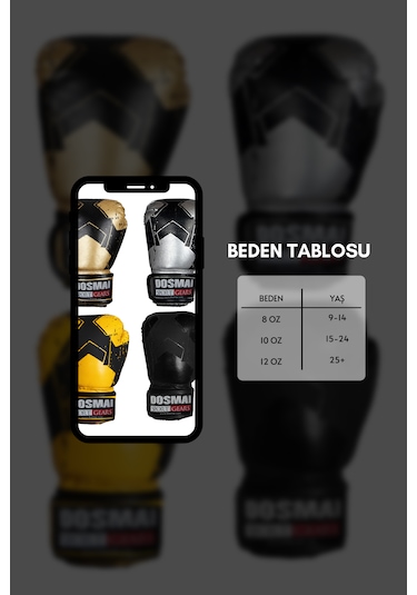 Dosmai Lykia Boks Eldiveni Boks Dişlik Boks Bandaj Set Siyah 12oz Siyah