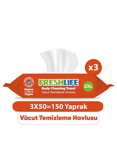 Freshlife Vücut Temizleme Havlusu 3 x 50'li