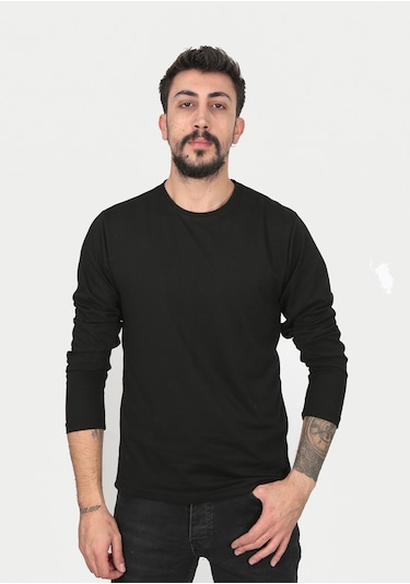 Fabio Cassani Classics Regular Fit Bisiklet Yaka Uzun Kollu Erkek Tişört 3'lü - Beyaz - Gri - Siyah