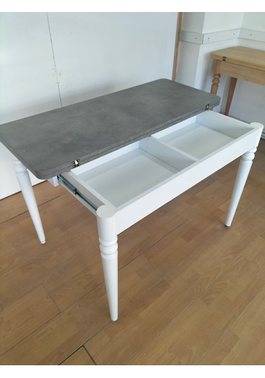 110 X 45 Katlanır Masa Gri Mermer