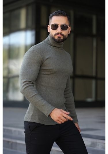 3'lü Paket Yarım Boğazlı Erkek Kazak Siyah - Gri