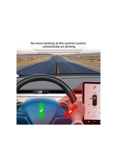 Maiyame Tesla Model 3/y 2019+ Uygun Abs Hud Ekranı - Hız/vites/sinyal/pil Seviyesi/kapı/kemer Uyarısı Gösterimi