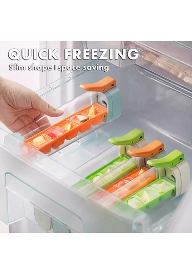 Hangfox Yeni 2024 El İle Basılan Buzluk Seti, 6 Hücreli Ev Kullanımlı, Leakproof Kapağıyla, Yiyecek Kalitesi Pc+pp, 2 Adet Yeşil+turuncu Çok Renkli