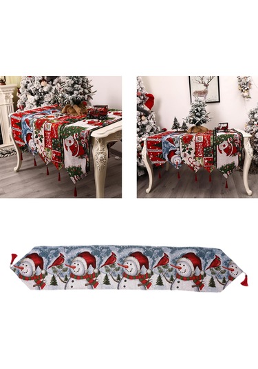 Homyl Yılbaşı Masa Örtüsü Bayrağı Kış Mutfağı İçin Kardan Adam