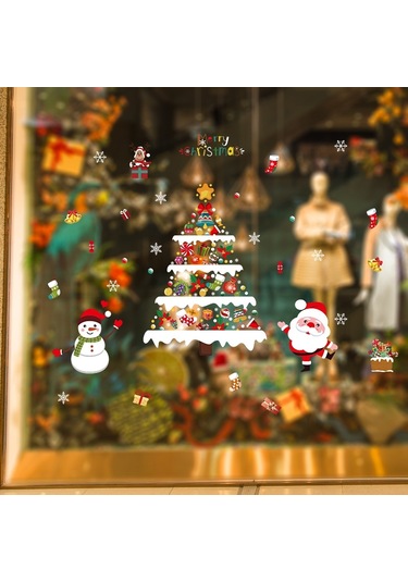 Noel Dekorasyon Çıkartmaları Sahne Düzeni Pencere Statik Çıkartmalar 60x90cm