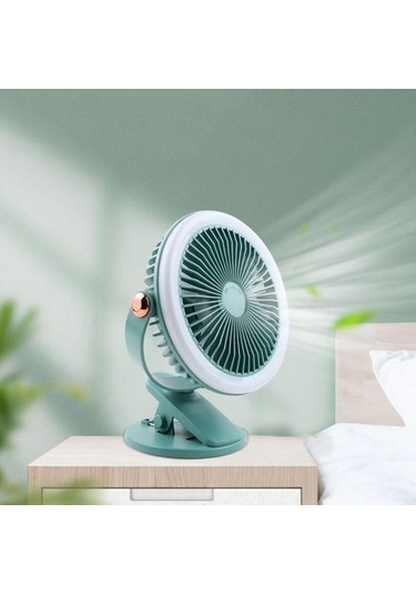 Mini Masaüstü Klipsli Fan 1200mah Usb Fan 360 Derece Dönüş, Yeşil 9444 Yeşil