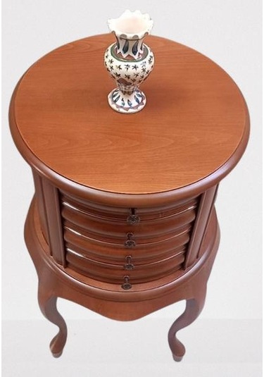 Komodin Şifonyer Model 90388 4 Çekmeceli Tahin Aslan Ayak Bombe Silindir El Yapım