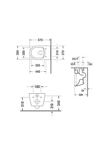 Duravit Me By Starck Kanalsız Asma Klozet, Kompakt, Beyaz, 2530390075 Beyaz