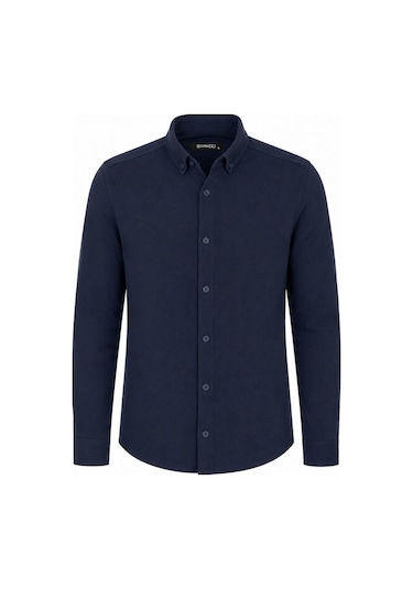 Classics Men Plus Barkod Uzun Kol Slim Fit Erkek Gömlek - 7579 Lacivert