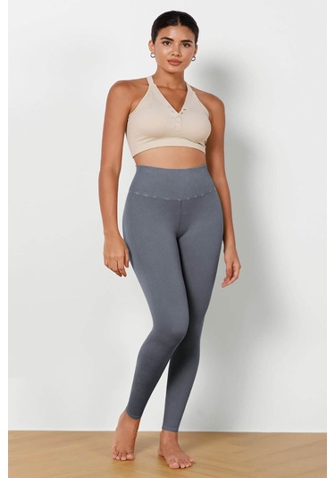 Kadın Yüksek Bel Fitilli Esnek Spor Tayt 4117 001
