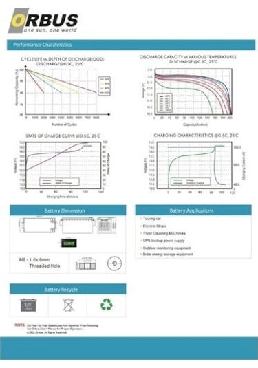 Orbus 12.8 V Volt 200 Ah Amper 2560 Wh Lityum Batarya Lifepo4 Lityum Akü