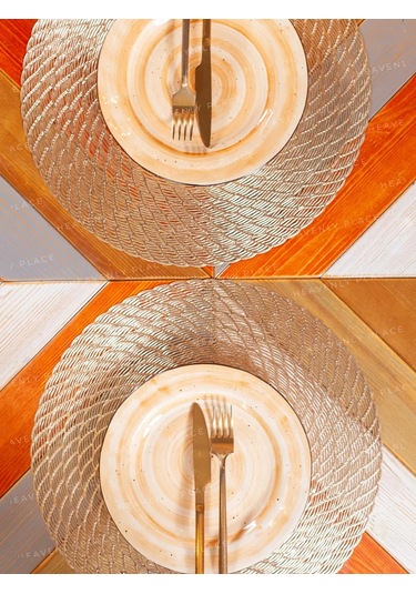 Heavenly Place Yuvarlak Bardak Altlığı Seti 4 Adet Peçete - Çarşaflı, Servis İçin 184988956 Altın Rengi