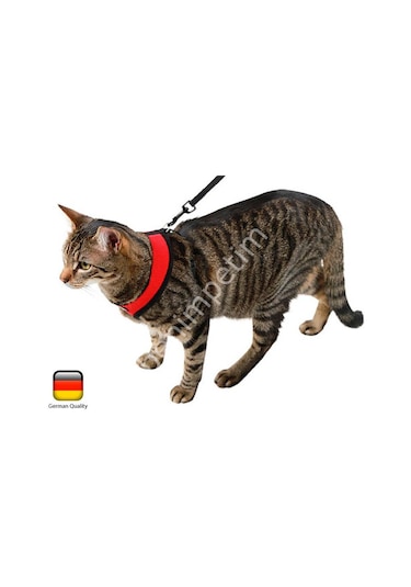 Kedi Gezdirme Tasması 120 CM Kayışlı Kırmızı