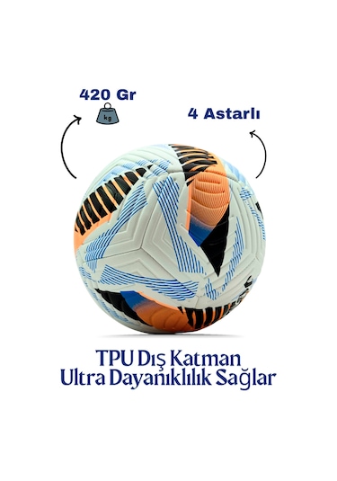 Futbol Topu Dikişli Sert Zemin Ve Çim Zemin + Pompa Çok Renkli