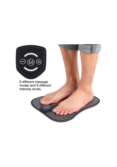 Padalink Ayak Tabanı Ems Akım Masaj Matı - 6 Mod 9 Seviye, Akıllı Otomatik Kapanma, Pilli, İç Çizgiler Stimülasyonu, Pu Deri Lacivert