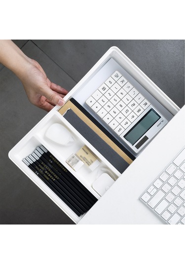 Padalink Ofis Masa Altı Şeffaf Abs Plastik Çekmeceli Bölmeli Organizer Kutusu - Uzunluk 27.5cm, Beyaz, Çalışma Masası Gereçlerini Düzenle, Alan Tasarrufu Sağlar Diğer