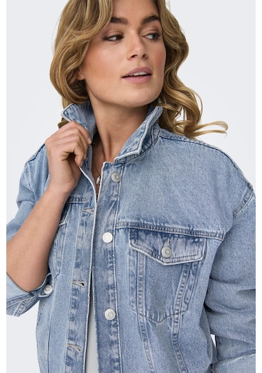 Only 15290378 Onlocean L/s Oversıze Jkt Dnm Noos Kadın Ceket Light Blue Denim