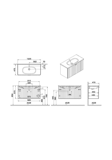 VitrA Root Groove Kapaklı Lavabo Dolabı 100 Cm Mat Beyaz 69310 Çok Renkli