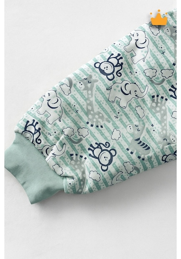 2.5 Tog 2-9 Yaş Premium Kalite Kalın Elyaf Dolgulu Uzun Kollu Kız Erkek Çocuk Uyku Tulumu Yeşil