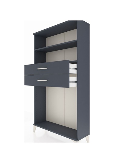 Arges Dolap 2 Raflı 2 Çekmeceli 88x30x163 Antrasit-antrasit Antrasit