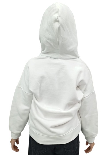 Kız Çocuk /erkek Çocuk M Harf Nakışlı Kapüşonlu Beyaz Renk Sweatshirt Beyaz