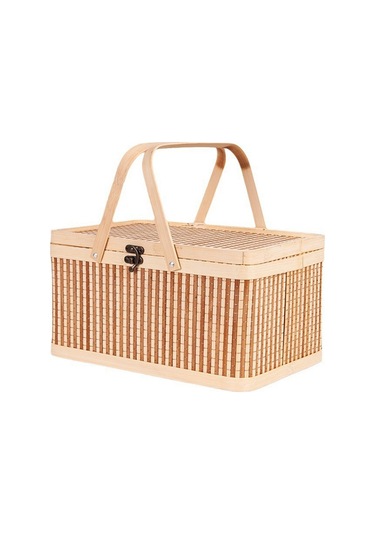 Xiaaokeji Dokuma Sepetler Büyük Bambu Piknik Meyve Kapaklı Ekmek Zongzi Düzenleyici Haki