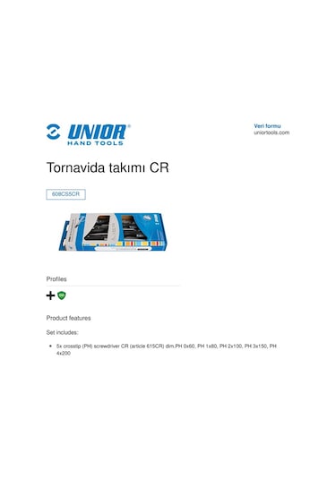 Unior 608cs5cr Ph Yıldız Uçlu Tornavida Seti 5 Parça