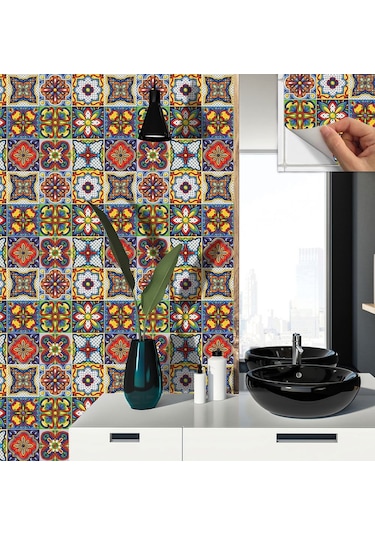 Kendinden Yapışkanlı Fayans Karnaval Karo Desenli Pvc Karo 30x30 Cm 56 Adet 5m2